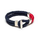 Silver-plated t-bar cotton rope bracelet, perfect for everyday nautical style or as a gift.