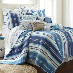 Embroidered Fish pillow with detailed applique and embroidery, pre-filled with soft feather insert, ideal for coastal-inspired décor.