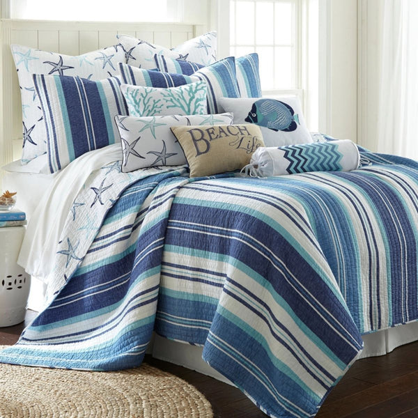 Embroidered Fish pillow with detailed applique and embroidery, pre-filled with soft feather insert, ideal for coastal-inspired décor.