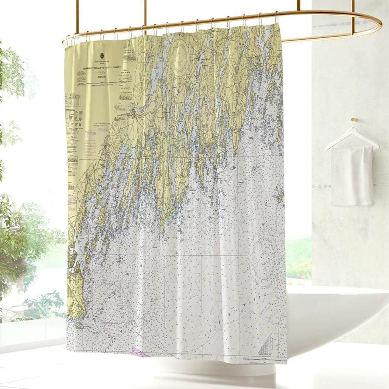 Nautical Chart Curtains, Locations in Maine