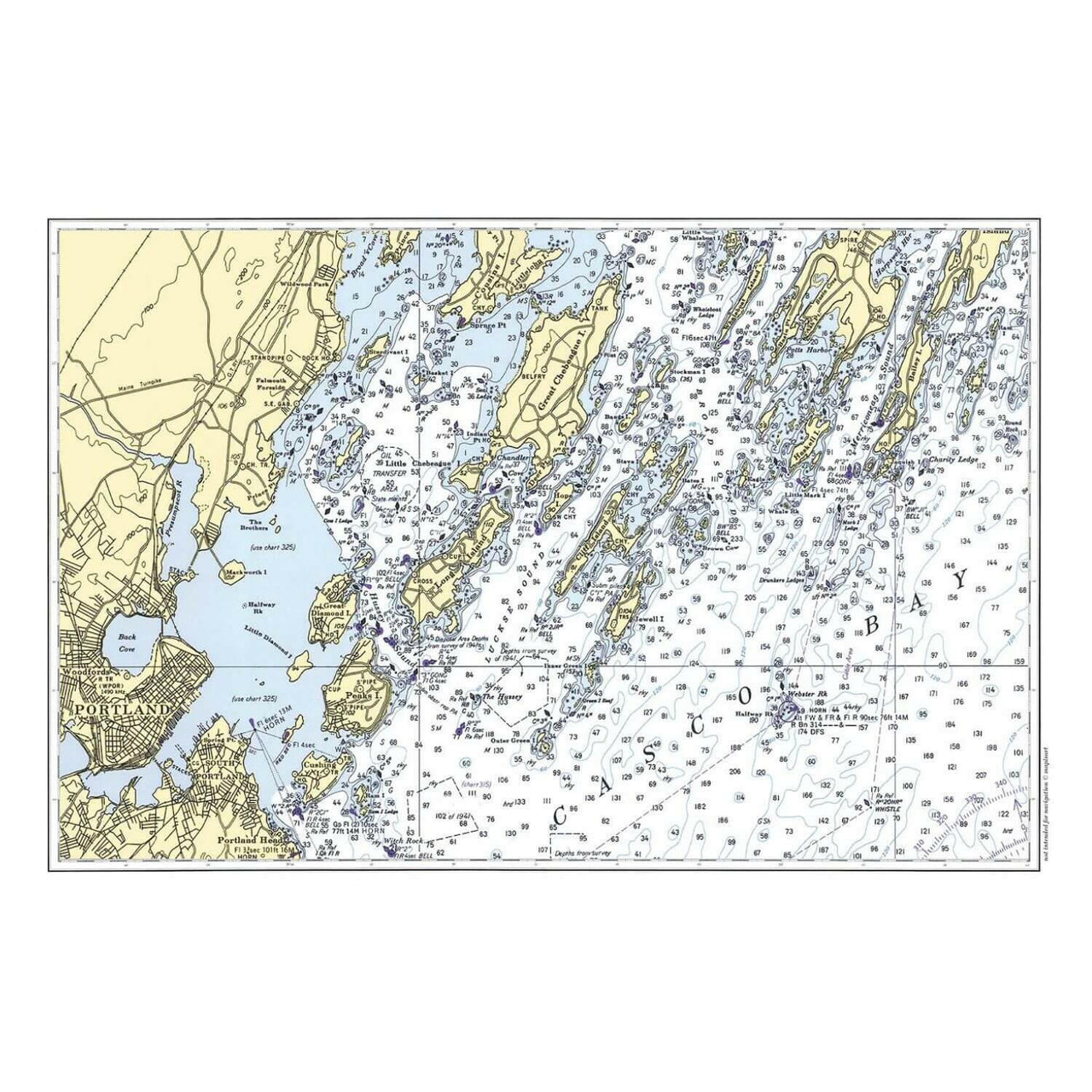 Nautical Chart Placemats, Locations in Maine