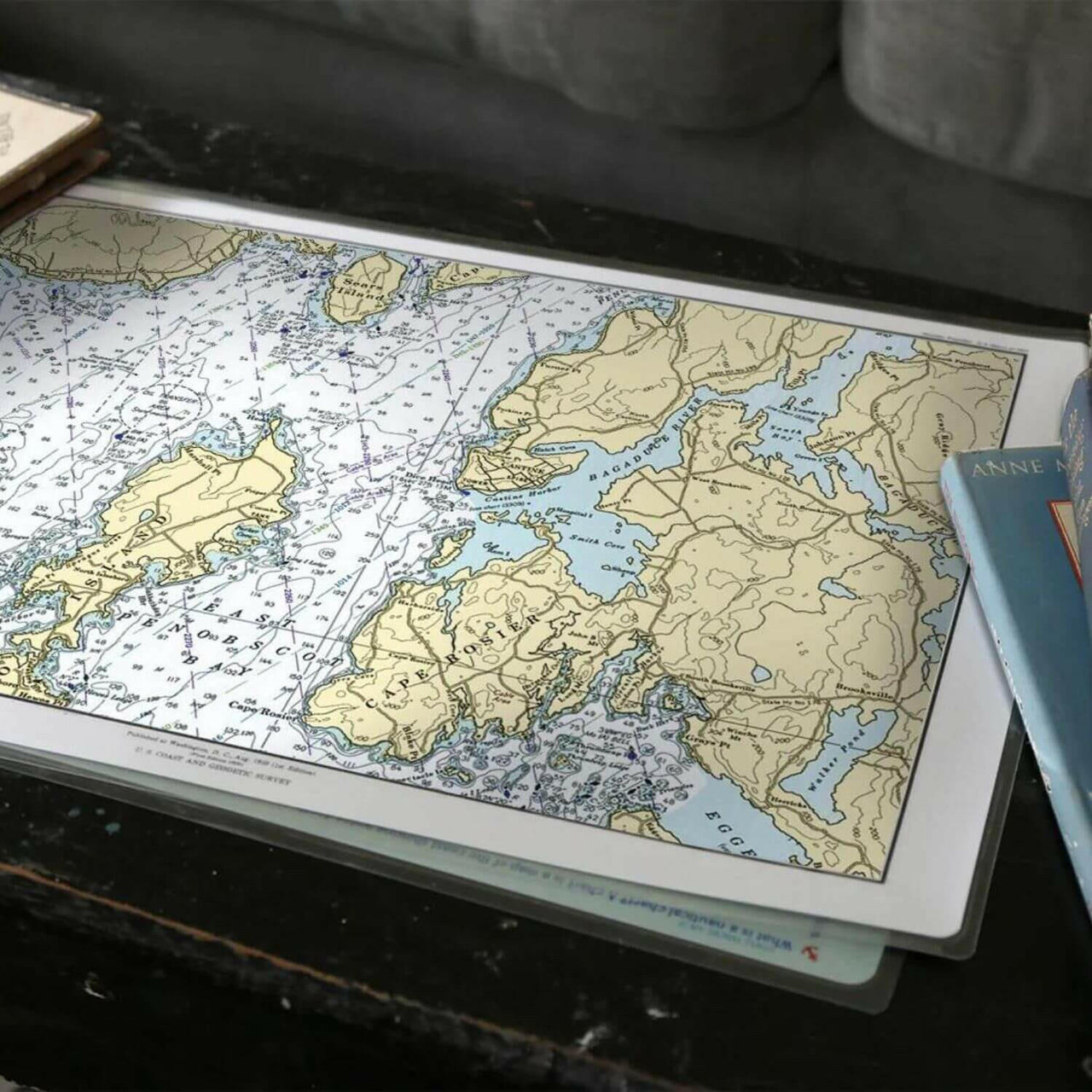 Nautical Chart Placemats, Locations in Maine