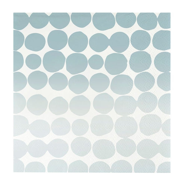Blue dot paper cocktail napkin with white background