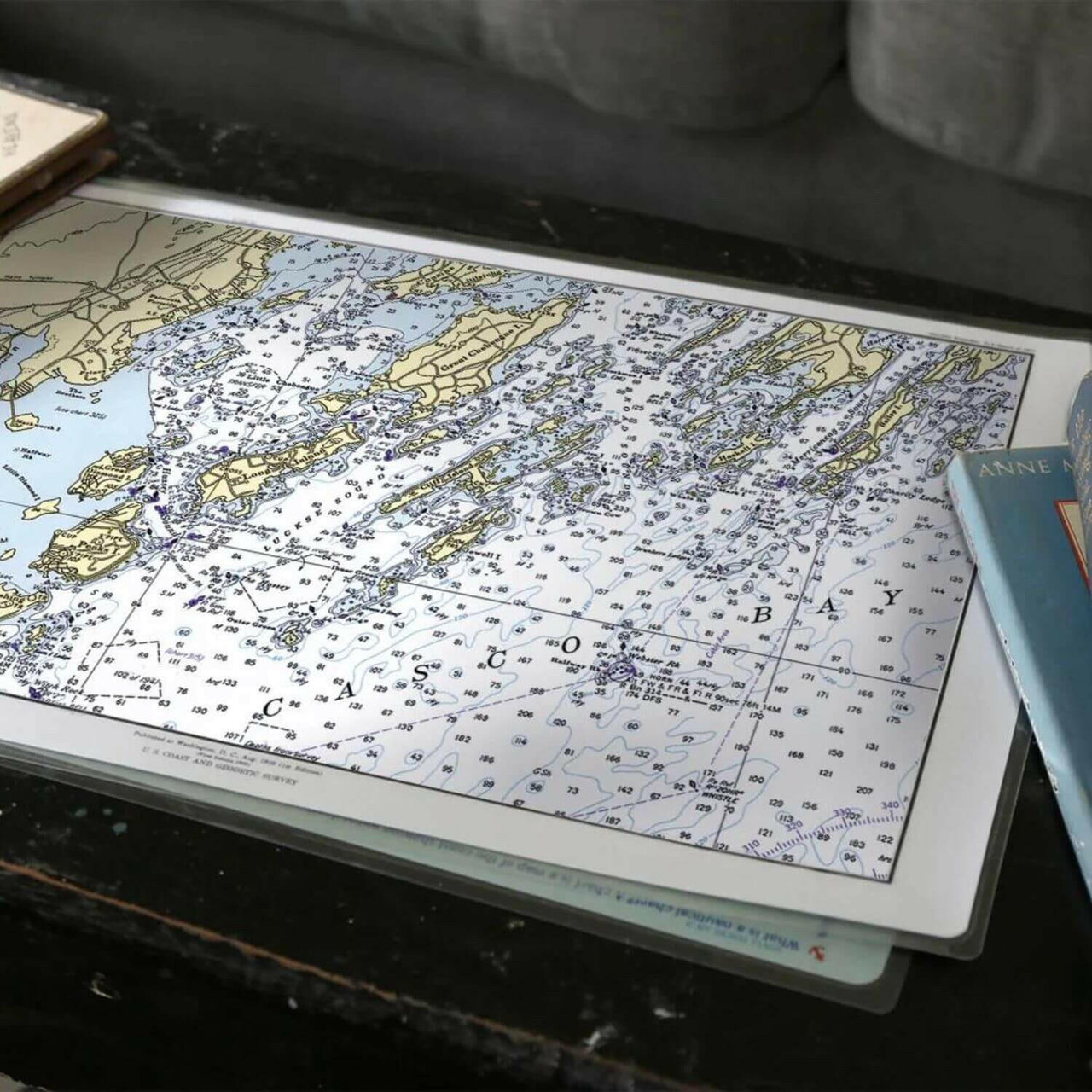 Nautical Chart Placemats, Locations in Maine