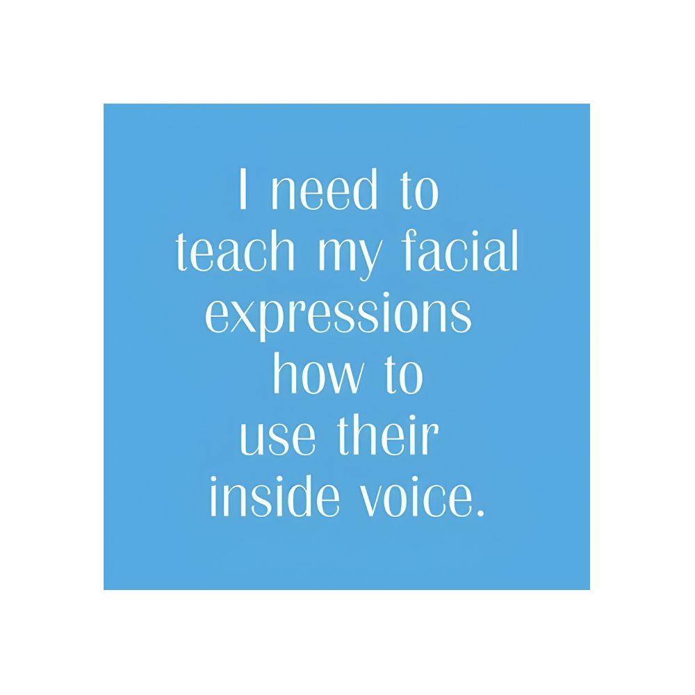 Blue funny cocktail napkin with bold humorous saying, 5 x 5 inch square paper napkin