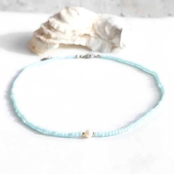 Chill and Shimmer Vibes Pearl Choker Necklace