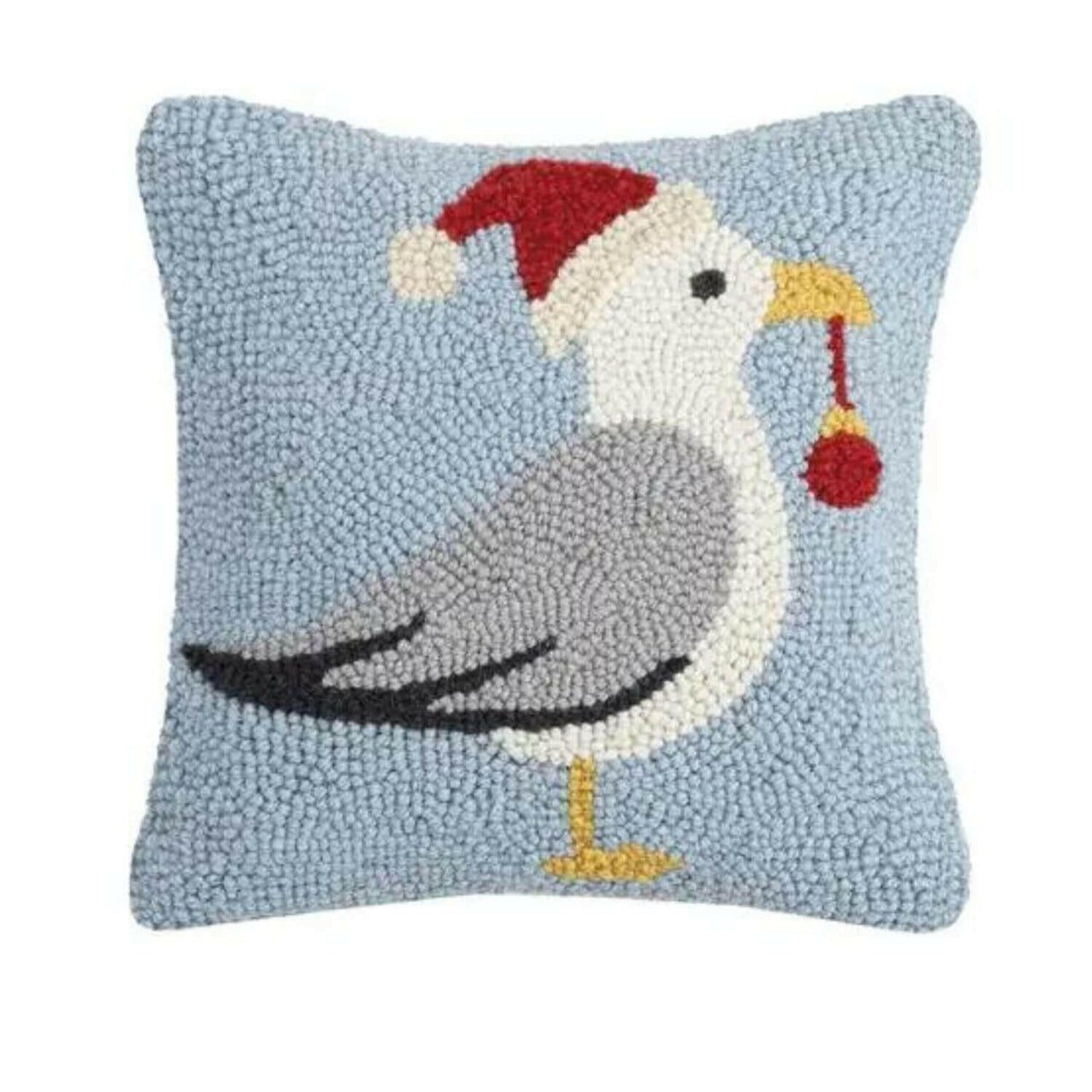 Christmas Seagull Hook Pillow, 10 x 10, Coastal Throw Pillow