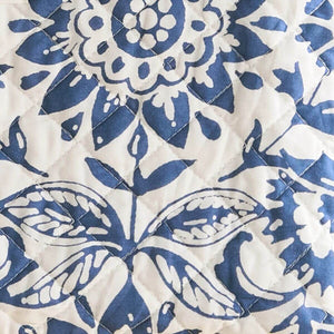 Indigo Floral Print Quilted Tote Bag, 18" x 13" New England Trading Co