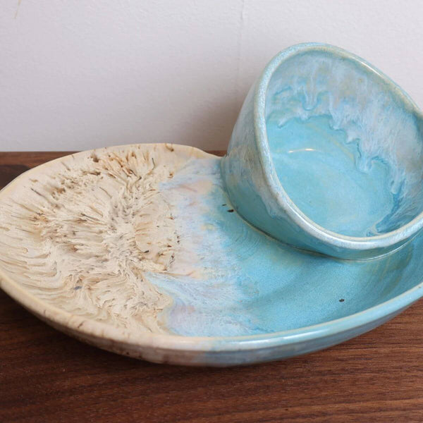 Handcrafted Coastal Swirly Bowls, Ceramic Serving Bowls