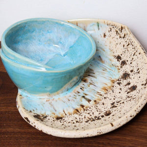 Coastal-inspired ceramic bowls, Handcrafted Coastal Swirly Bowls