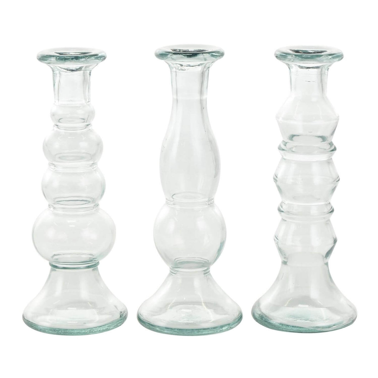 Set of 3 Recycled Glass Candle Holders