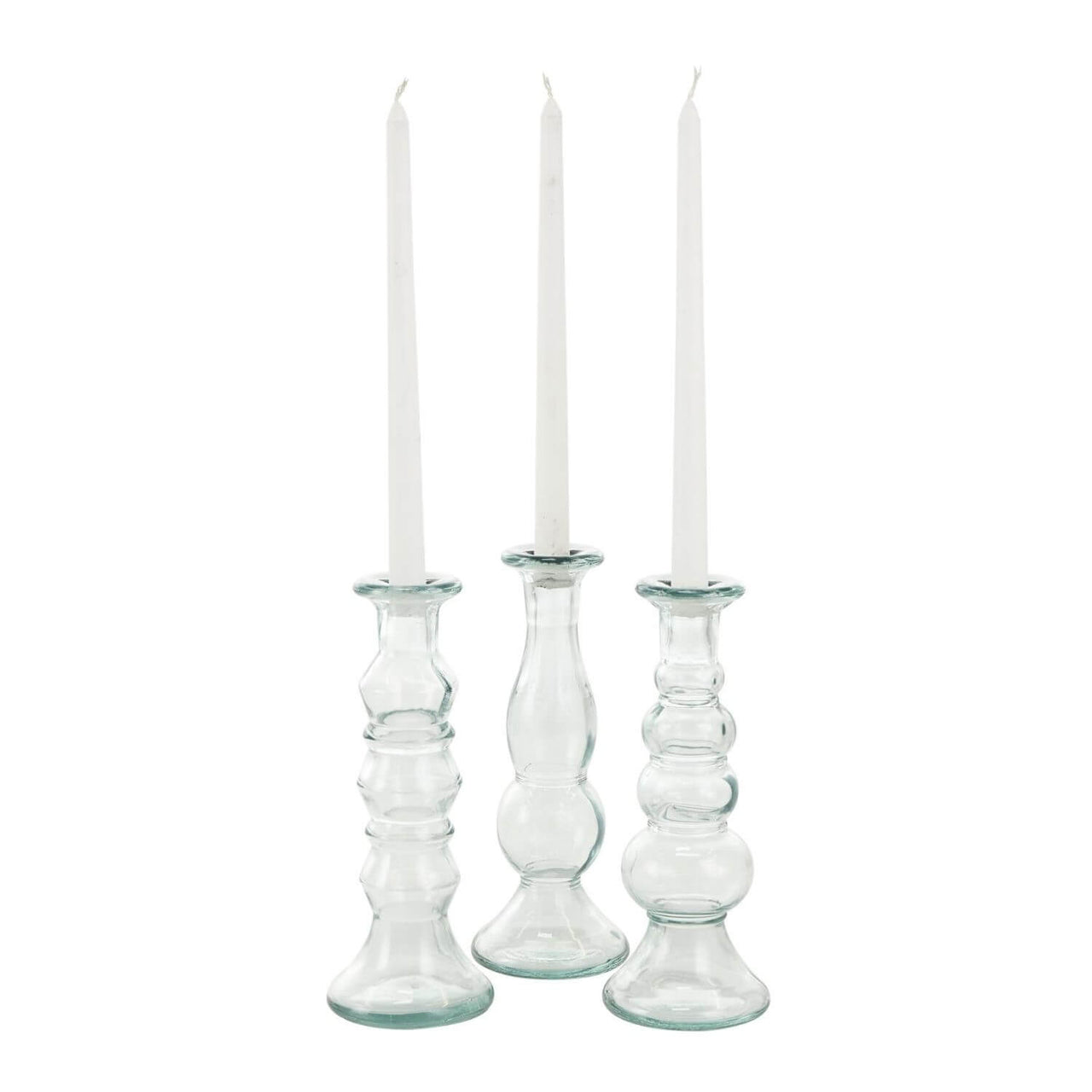 Set of 3 Recycled Glass Candle Holders