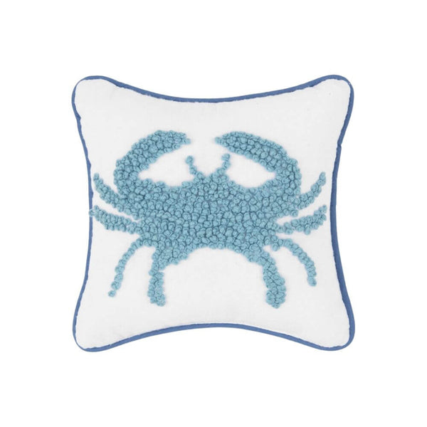 Coastal Crab Hook Throw Pillow, Soft Blue Nautical Accent Decor for Beach and Coastal Homes