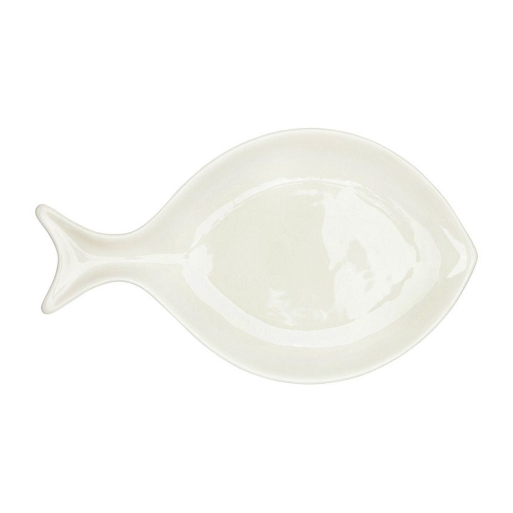 Set of white ceramic fish appetizer plates 