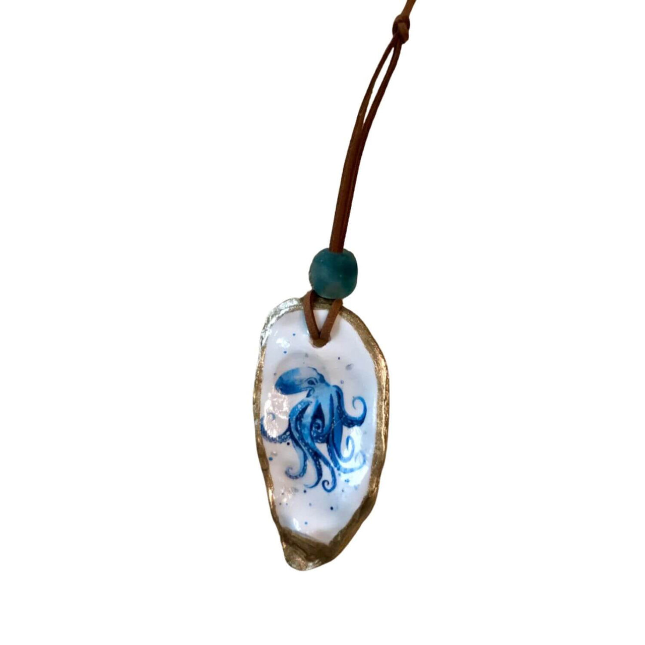 Coastal Oyster Ornament, Blue Octopus