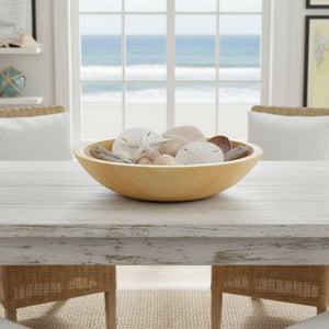 Handcrafted 17-inch wooden salad bowl with natural food-safe finish.