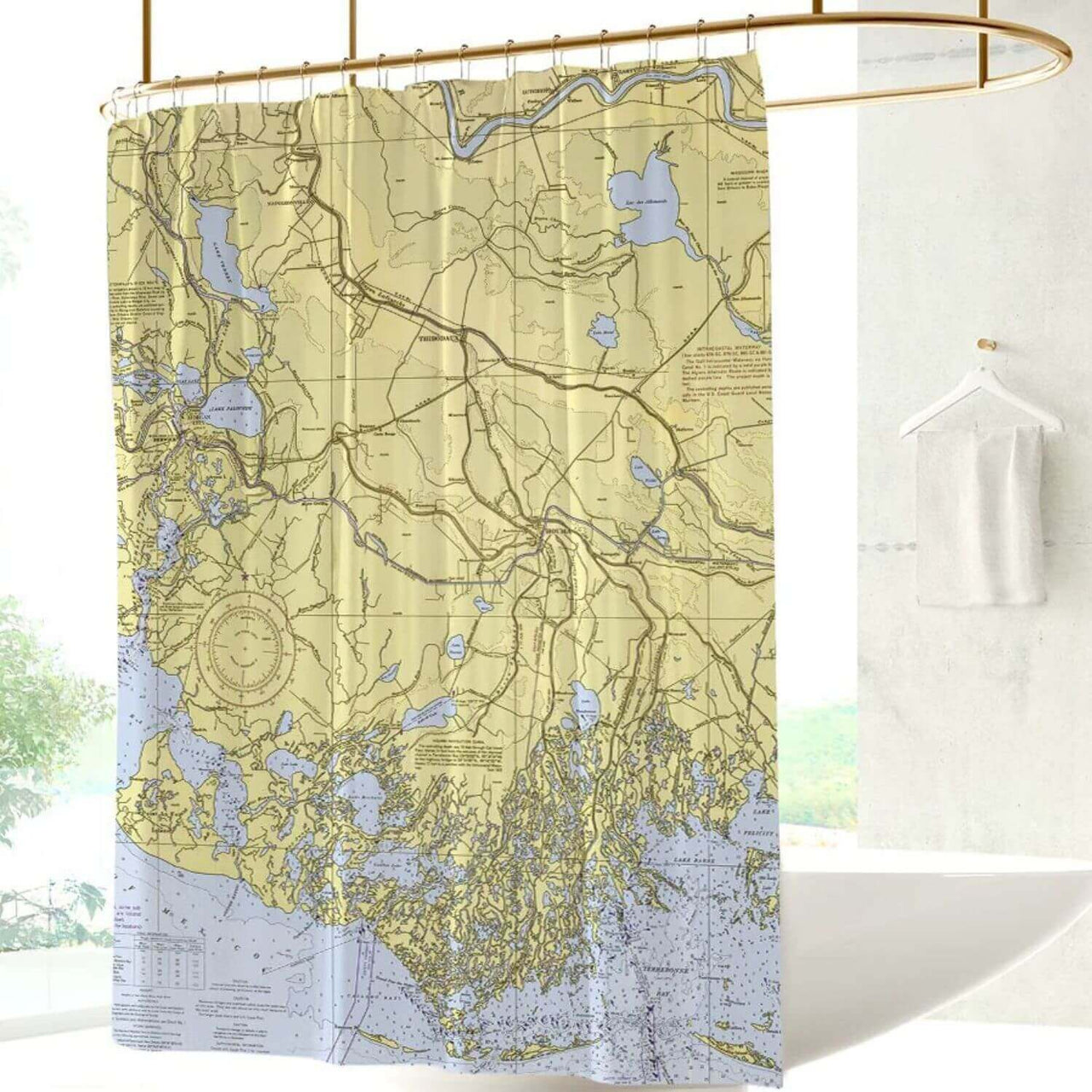 Nautical Chart Shower Curtains, Louisiana Coastal Maps