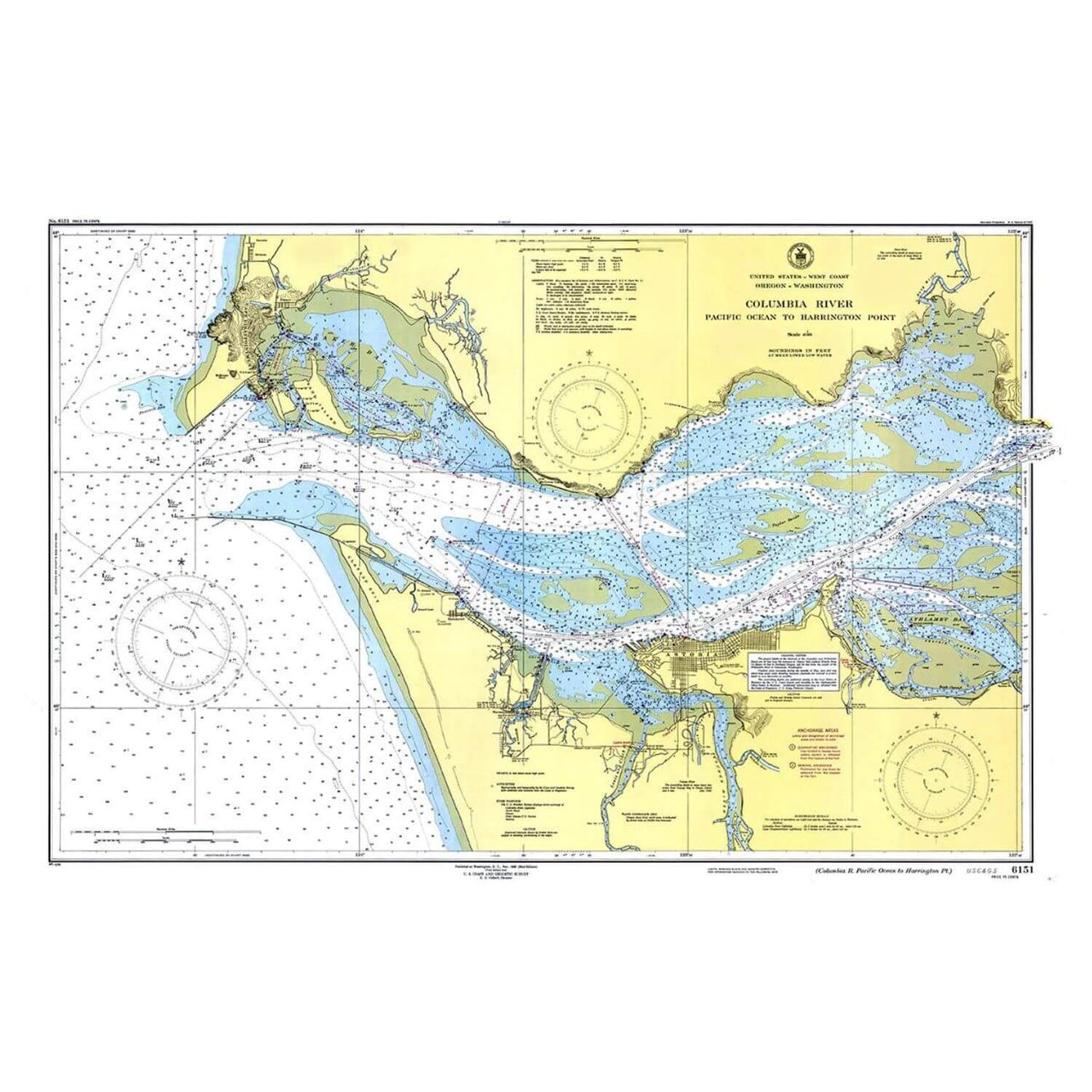 Nautical Chart Placemats, Locations in Oregon