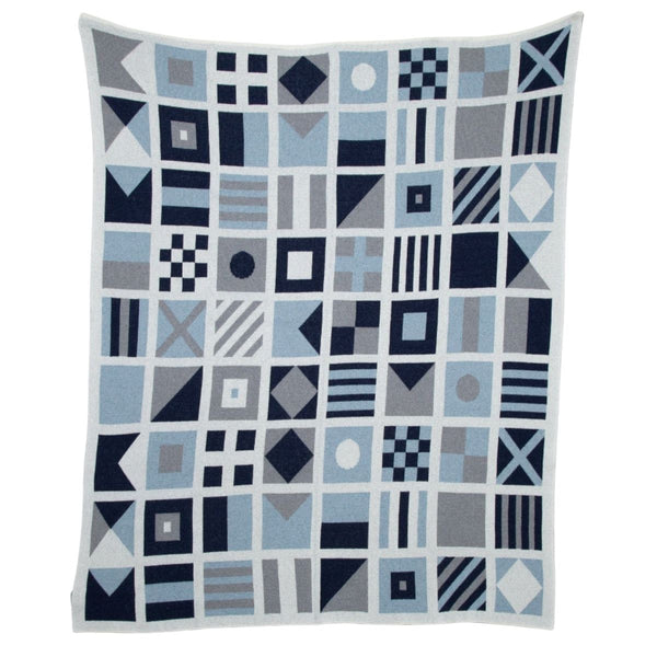 Eco Nautical Flag throw blanket featuring colorful maritime signal flags, perfect for coastal living, sailing trips, or beach days.