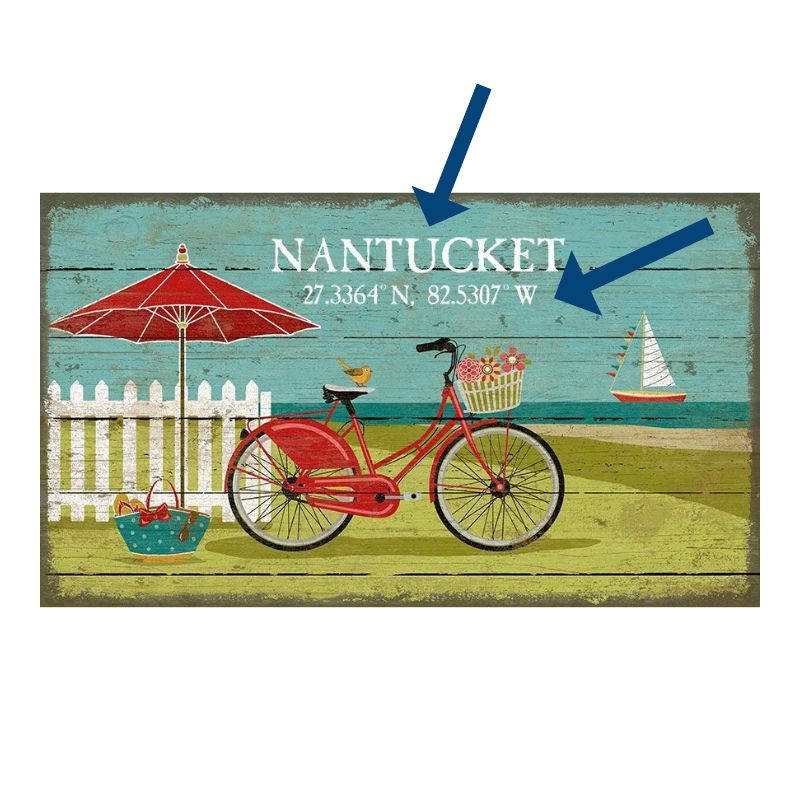 Custom Longitude & Latitude Nautical Sign, Bicycle Posters, Prints, & Visual Artwork New England Trading Co   