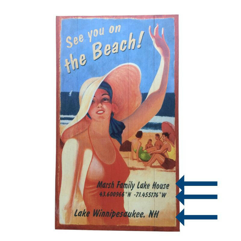 Custom Longitude & Latitude Nautical Sign, See You On The Beach Posters, Prints, & Visual Artwork New England Trading Co   
