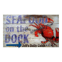 Thumbnail for Custom Vintage Wood Plank Nautical Sign, Seafood on the Dock Posters, Prints, & Visual Artwork New England Trading Co   