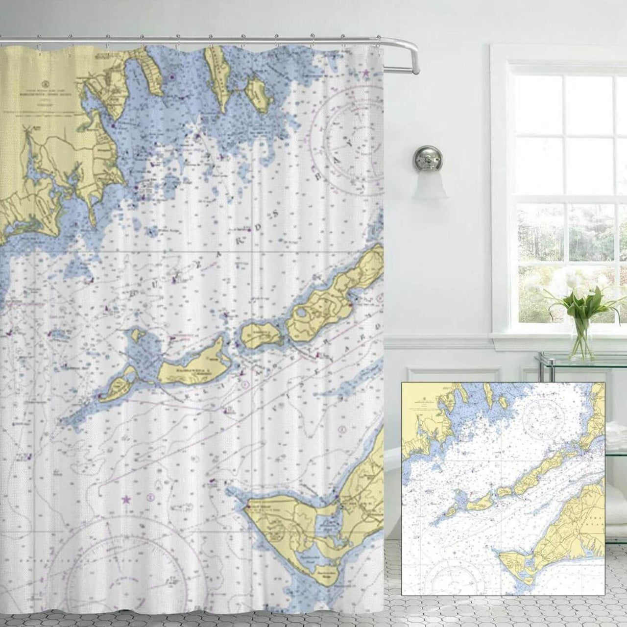 Nautical Chart Curtains, Locations in Massachusetts