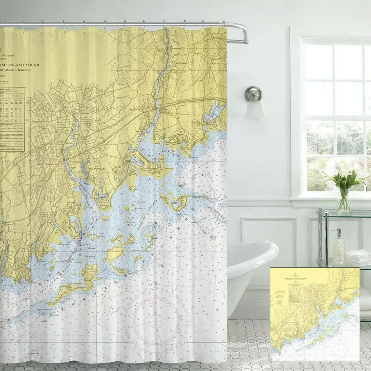 Lower Florida Keys, Key West to Little Pine Key, FL Nautical Chart Shower store Curtain / Made to Order