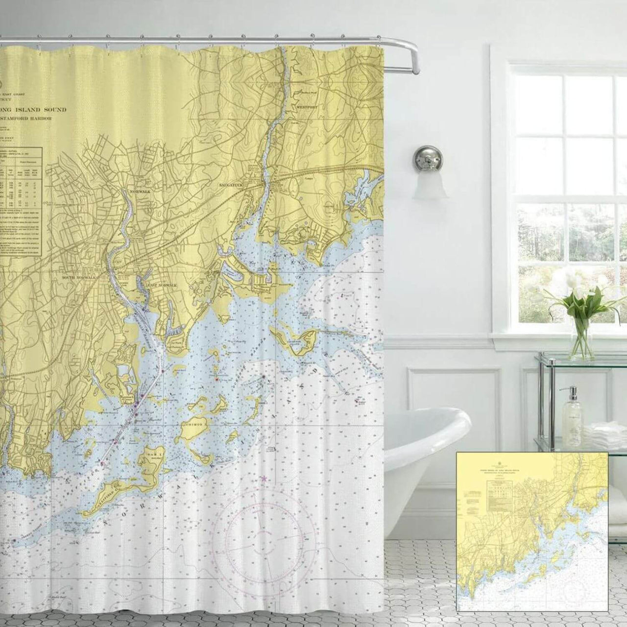 Nautical Chart Curtains, Locations in Connecticut