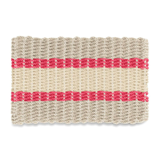 Lobster Rope Doormats, Outdoor Door Mats, Wicked Good Door Mats Made in Maine, Dark Tan, Red, Light Tan