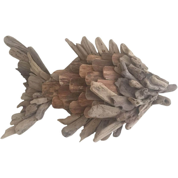 21" Handcrafted Driftwood Fish Wall Art Decor, Coastal Decor