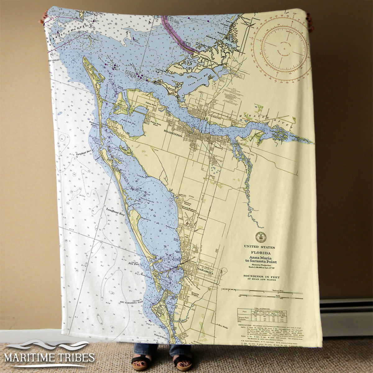 Nautical Chart Blankets, Florida Coastal Maps