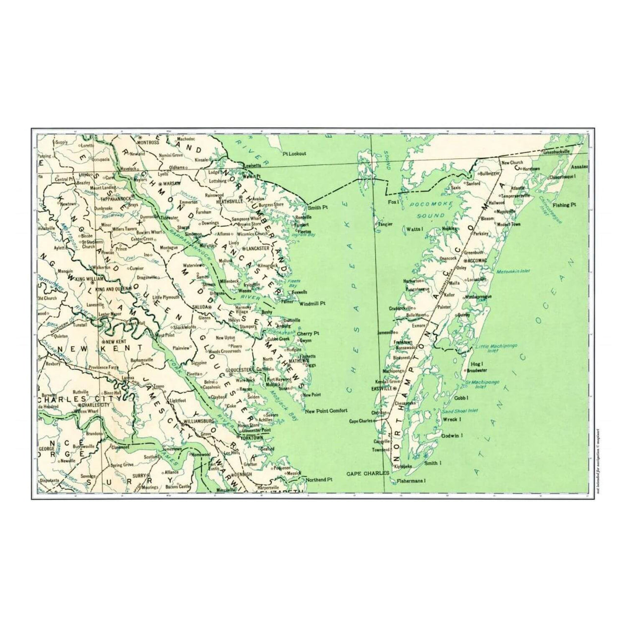 Nautical Chart Placemats, Locations in Virginia