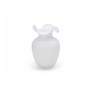Elegant pearl white glass vase featuring a sleek, modern silhouette for minimalist home decor