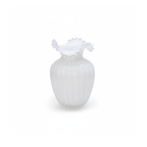 Elegant pearl white glass vase featuring a sleek, modern silhouette for minimalist home decor