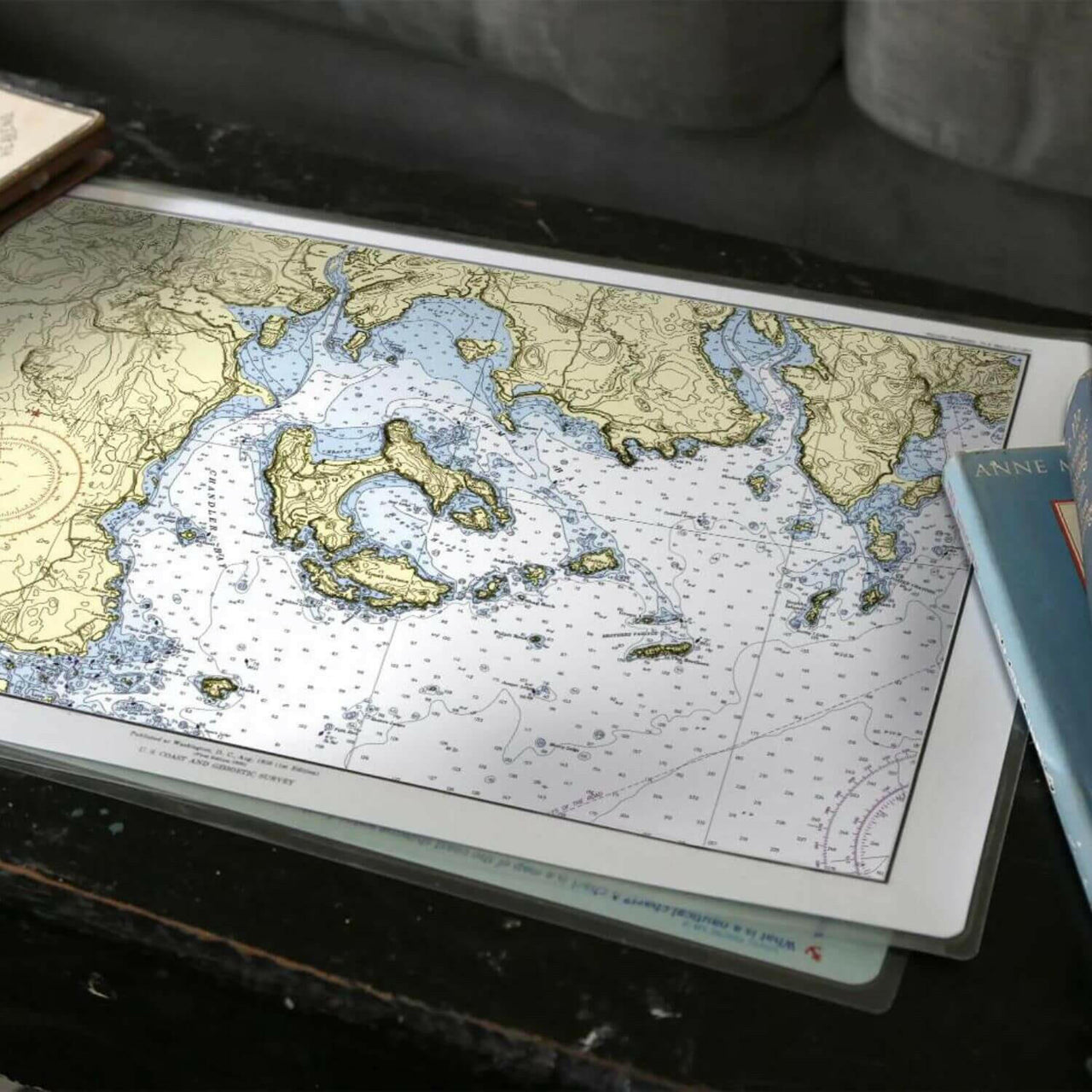 Nautical Chart Placemats, Locations in Maine