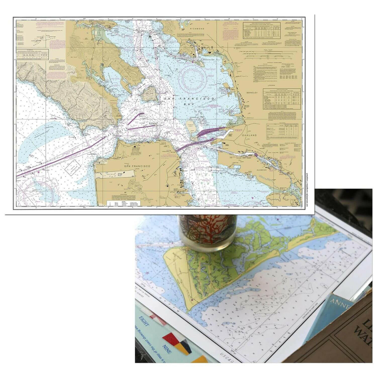 Nautical Chart Placemats, Locations in California