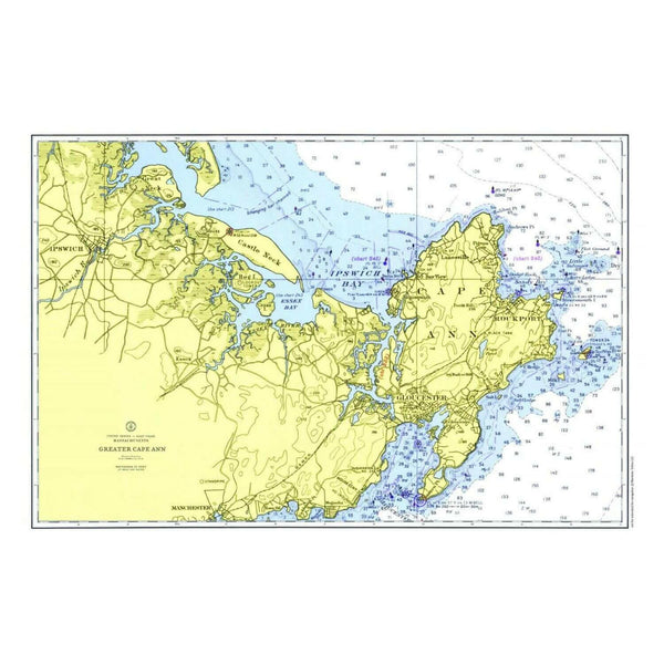 Nautical Chart Placemats, Locations in Massachusetts