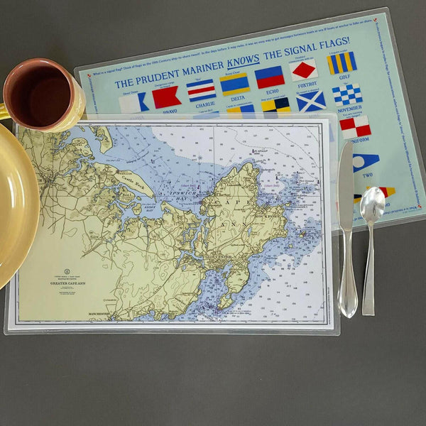 Nautical Chart Placemats, Locations in Massachusetts