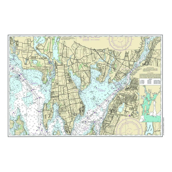 Nautical Chart Placemats, Locations in Massachusetts
