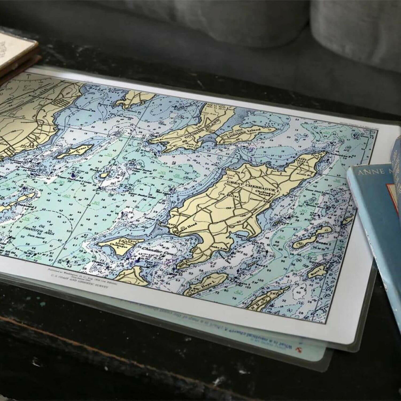 Nautical Chart Placemats, Locations in Maine