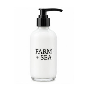 Farm + Sea Body Lotion 8 Oz Glass Pump Bottle, Coastal Bath and Body Care