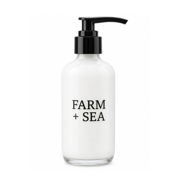 Farm + Sea Body Lotion 8 Oz Glass Pump Bottle, Coastal Bath and Body Care