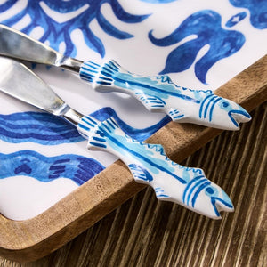 Blue Tile Block Print Tote Bag made of sturdy cotton canvas with coastal blue patterns, featuring a roomy interior, zip pocket, and comfortable handles.