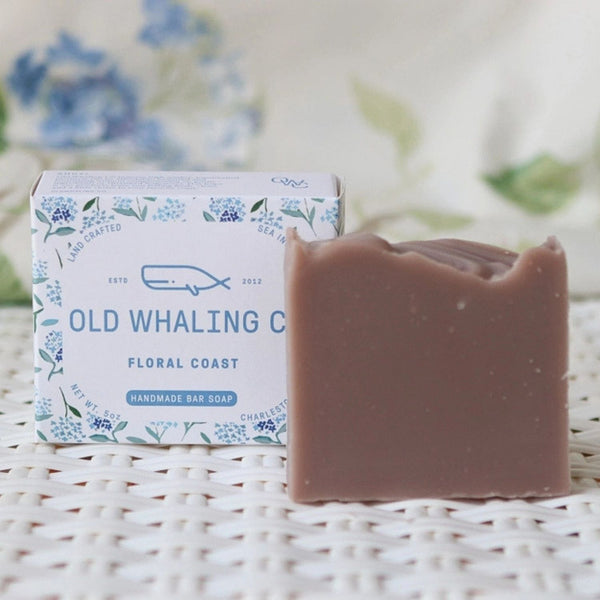 Floral Coast Handmade Bar Soap with Hydrangea-Inspired Packaging, Coastal Gift for Bath & Body