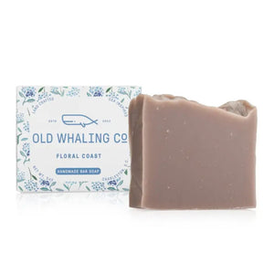 Handcrafted Bar Soap, Floral Coast Scent with Floral Packaging on White Background, Coastal Gift