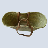 Thumbnail for Large Handbag, French Market Basket, Palm Leaf Basket with Leather Handles