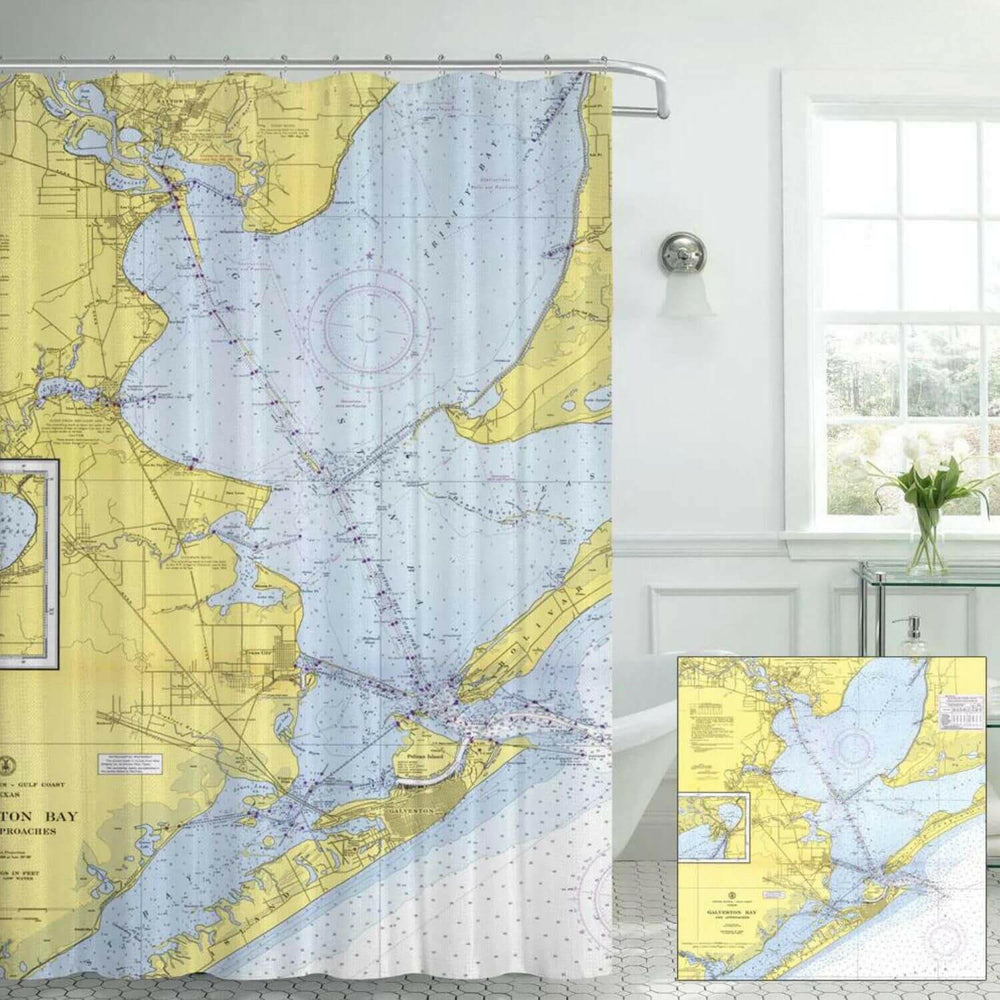 Nautical Chart Shower Curtains, Texas Coastal Maps