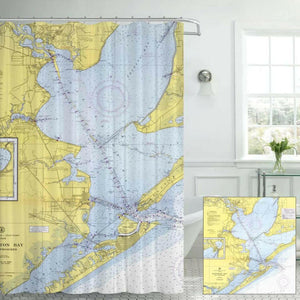 Nautical Chart Shower Curtains, Texas Coastal Maps