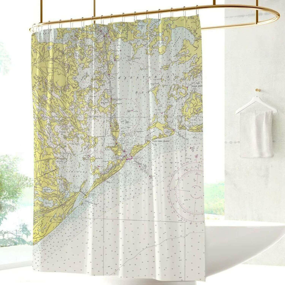 Nautical Chart Shower Curtains, Louisiana Coastal Maps